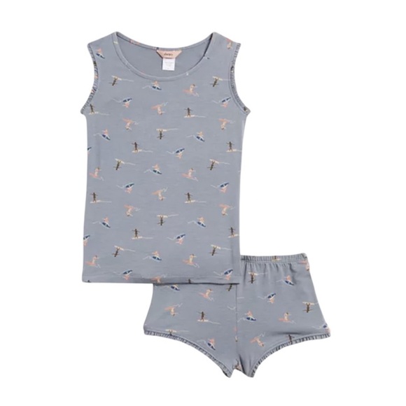 EBERJEY GIRLS GISELE SURFER PRINT PAJAMA SET